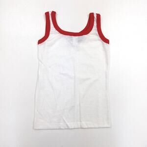 Vintage Dee Cee Rappers Tank Top Boys Sz 6 White Red Ringer 80s Basic Classic